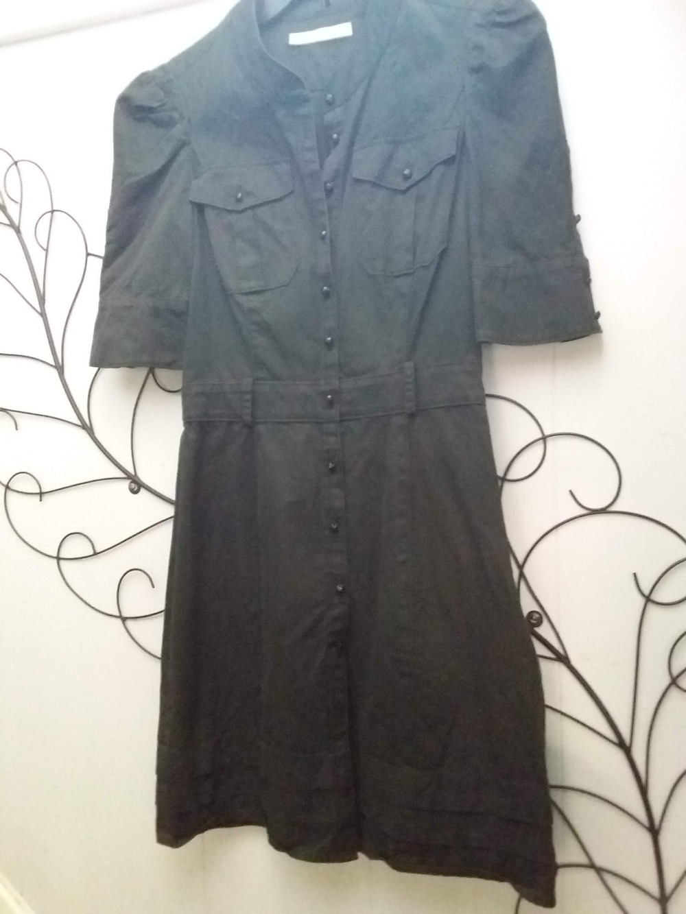 1990s Balenciaga Black Cotton Button-Front Dress